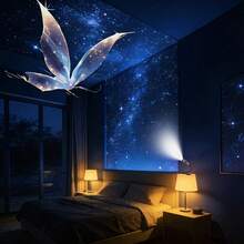 Lampe de projection LED USB portable, projetant des motifs océaniques et naturels (baleine, papillon, méduse, étoile de mer) - Projecteur USB convenant aux murs/plafonds, veilleuse de chevet basse tension, cadeau d'anniversaire - Noir - Voir 13