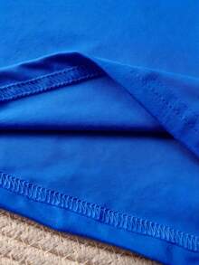 Women's Basic Solid Color Short Sleeve Crew Neck Pure Cotton T-Shirt, Slim Fit Casual Daily Top, Sizes S-XXXL, Soft Breathable Comfortable Tee, Lightweight Summer Fashion Essential, Easy To Match, Classic Style, High-Quality Cotton Fabric, Suitable For All Seasons,  Basic Top For Women - Màu xanh lam - Xem 7