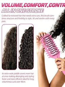 Curly Hair Brush,Curl Defining Vented Hair Brush,Gift Box Packaging,For Effortlessly Blow Drying Detangling And Shaping And Styling, Curl Defining Brush For Detangling Shaping And Styling Women's Curls, Vented Hair Brush For Wet & Dry Hair, Wide-Teeth Design, Reduce Pulling,Airflow Wet Hair Brush For All Hair Types For Women And Men - Multicolor - View 2