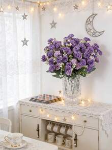 1支人造绣球花、丝绸康乃馨花束、人造菊花球，适合春季装饰、婚礼花瓶、家居餐厅卧室装饰、节日生日派对用品、户外花园装饰、情人节礼物 - 紫色 - 查看 4