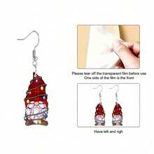 2D flat holiday red dwarf string light acrylic earrings - reversible Christmas party jewelry, cute cartoon design with colorful lights, suitable for Christmas or casual wearing dwarf earrings - Multicolor - Ver 4