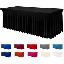 Smiry Spandex Tablecloth, Elastic Fitted Stretch Tablecloth For 6FT Rectangle Tables, Waterproof Washable Table Cover Skirt For Outdoor, Wedding, Banquet &Amp; Parties (Black, 72Lx30Wx30H Inch) Local Shipping - Đỏ - Xem 2