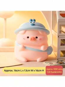 1个大号小猪存钱罐，有奶油色和蓝色可选，ABS树脂材质，可重复使用，适合节日装饰、家居装饰、房间装饰、新年装饰，装饰性小猪存钱罐，可爱情侣设计，是送给朋友的理想礼物。 - 藍色 - 查看 7