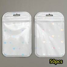 4Amazonia 50个黑白激光爱心图案可重复密封铝箔袋，带拉链，适用于礼品、珠宝收纳、家居派对礼品存放、小型企业包装。 - 彩色 - 查看 11