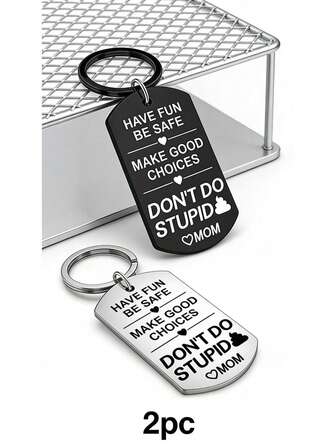 2件装儿童男女童趣味不锈钢钥匙链包挂件搞笑礼物