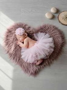 婴儿摄影背景毯，新生儿摄影道具，心形装饰垫，适合男婴/女婴工作室，可作篮子填充物、背景、婴儿派对礼物、新生儿必备品