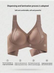 4 PSC Of Beautiful Back Soft Support Lifting Seamless Underwear Gathered Breathable Side Breasts Without Steel Ring Bra - 彩色 - 查看 6