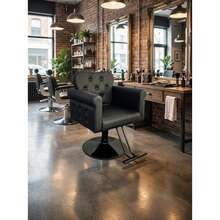 Silla de peluquería para estilistas, silla de barbero con bomba hidráulica ajustable de altura, giratoria 360 grados con bloqueo, espuma de alta densidad y cuero PU para belleza, peso máximo de carga 330 libras - Negro - Ver 3