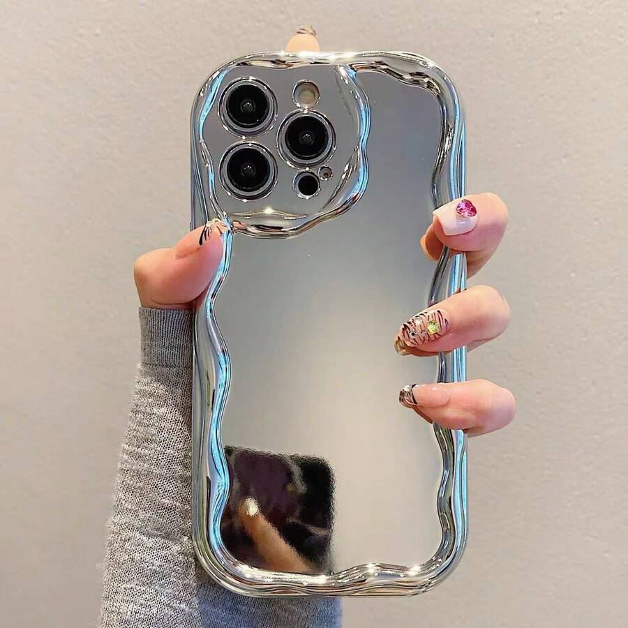 This Simple, Solid Silver Silicone Soft Case Features A Wavy Edge Design And Is Compatible With Apple IPhone17, 17 Pro Max, 17 Pro, 17 Air, 16 Pro, 16 Pro Max, 16 Plus, IPhone16e, IPhone15, 15 Plus, 15 Pro, 15 Pro Max, 14, 13 Pro Max, 14 Plus, 14 Pro, 13 Pro, 12 Pro, 12 Pro Max, And 11 Pro. It Protects Your Smartphone From Drops And Scratches. This Case Is Designed Specifically For Apple IPhones. - Bạc - Xem 1