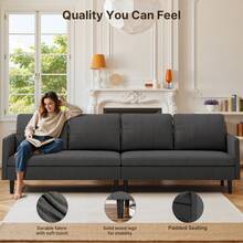 4-Seat Sectional Couch, Convertible Sofa Bed, 79.1'' L-Shape Sofa Bed, With Comfortable Fabric, Deeper Seat, Comfy Seat Cushion, For Living Room, Apartments, Office, Dark Grey - 深灰色 - 查看 6
