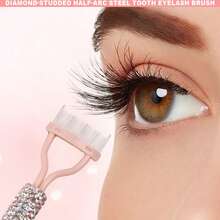 1支装奢华睫毛梳 | 部分人造钻石镶嵌 - 睫毛卷翘定型梳 | 创意睫毛分离专用弧形不锈钢梳 - 不易刮伤睫毛，根根分明，日常化妆辅助 - 彩色 - 查看 6