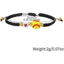 Soccer Rugby Baseball Sports Stretch Bracelets Handmade Baskrtball Beaded Ball Charm Adjustable Braided Bracelets For Women Men Sports Team Party Favors Jewelry Gifts - Rugby Set A - 查看 4