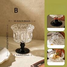 1个250毫升复古浮雕高脚冰淇淋杯，奢华玻璃甜点杯，适用于冰淇淋、酸奶、布丁、慕斯等，适合情人节派对装饰和礼品 - 彩色 - 查看 7