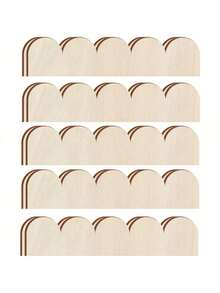 Lot de 6 baguettes décoratives en bois - Moulures élégantes, idéales pour les murs, les placards, les étagères et les portes - Décoration intérieure DIY, design à la mode en forme d'éventail, décoration de porte Surface en bois lisse Texture lisse, revêtement et décoration d'étagères - Beige - Voir 2