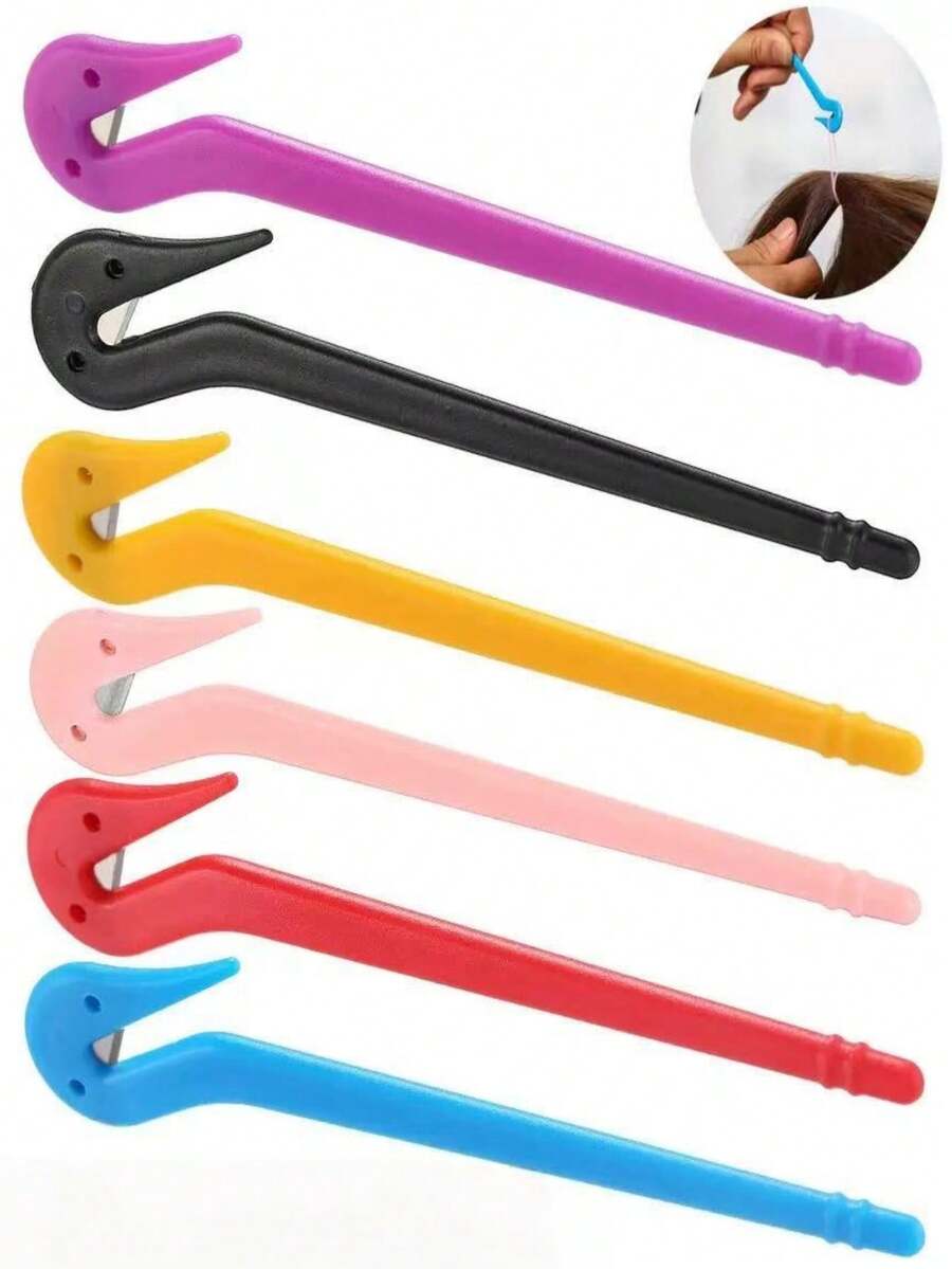 4/5/6pcs Girls One-Time Hair Tie Remover, Non-Damaging Anti-Pulling Disposable Hair Ties Cutter - Multicolor - View 1