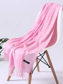 1条女士白色超轻柔软透气仿羊绒流苏围巾，可作长围巾或空调披肩使用，简约优雅，适合所有季节（秋冬季）日常佩戴。 - 彩色 - 查看 32