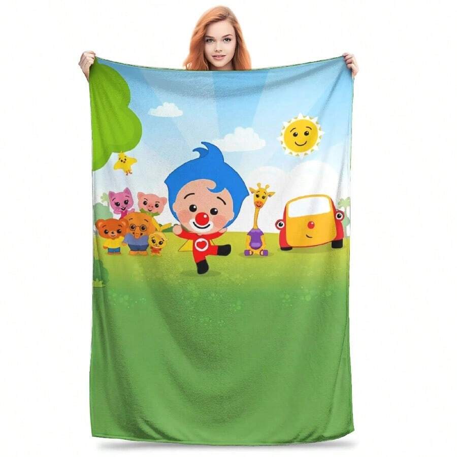 Cute Cartoon P-Plim Flannel Blanket Winter  Soft Bedding Throws For Ren Home Decor Pattern Bedspread Sofa Bed Cover(13).Jpg - trắng - Xem 1