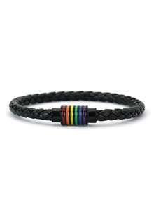 1 pieza Nuevo brazalete arcoíris de piel sintética minimalista, accesorio unisex para fiesta del orgullo LGBTQ - Pulsera de cuero PU - Ver 11