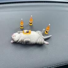 Mèo say ngủ ngộ nghĩnh (màu cam, xám) Trang trí nội thất xe hơi, Mô hình động vật để bàn sáng tạo, Kèm theo miếng dán, Thích hợp làm quà tặng năm mới, sinh nhật, ngày Valentine. - Mèo uống nước (kèm keo dán không để lại cặn) - Xem 2