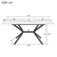 White Extendable Dining Table 120/160*80cm, Black Metal Table Legs, White Rectangular Dining Table, Suitable For Four To Six People - MDF - View 2