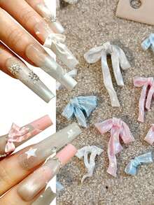 100pcs Butterfly Nail Art Decorations, Blue, White, Pink 3D Butterfly Nail Art Accessories, Cute DIY Nail Art Decor Techniques, Nail Art Crafts - Multicolor - View 3