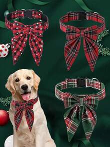 Słodka, trwała, wygodna, urocza, regulowana kokardka na świąteczną obroża dla psa dla małych, średnich i dużych psów, naszyjnik dla dziewczynki lub chłopca, świąteczny - Wielokolorowe - Zobacz 3