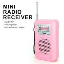 便携式 AM/FM 收音机音箱，电池供电手持收音机，带手动调谐器、耳机插孔、集成扬声器、可调节天线、耐用设计和腕带 - 黑色 - 查看 3