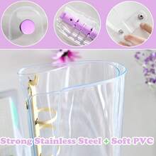 A6 Soft PVC 6 Rings Binder Cover Clear Budget Binder Clear A6 6-Hole Planner Binder Cover Yellow Purple Pink Round Ring Binder Cover For Refillable Notebook - Multicolor - View 7
