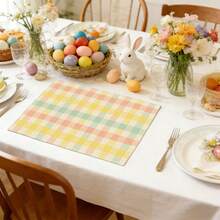 1/2/4/6/8pcs Set Colorful Plaid Placemats, Spring Easter Dining Table Decor, Summer Holiday Table Mats Suitable For Home Party, Kitchen Decoration - Multicolor - View 6
