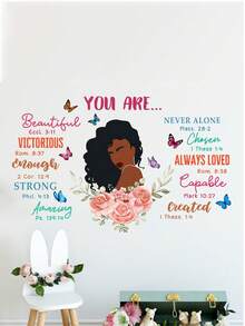 1pc Inspirational Wall Decal - Waterproof Plastic Shaped Floral & Butterfly Sticker, Suitable For Home Decor, Easy To Peel And Stick Design, Perfect Gift For Wedding, Birthday, Housewarming - Classic Style - Color - View 5