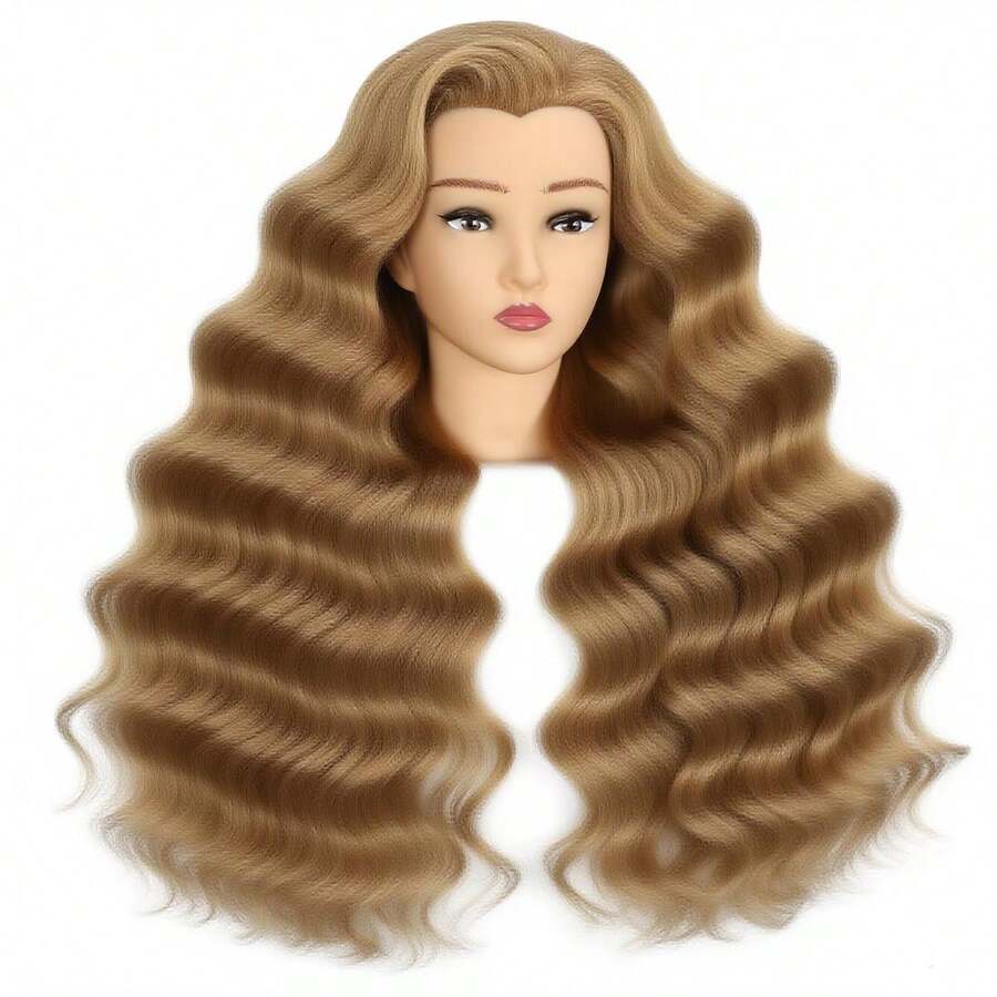 Mannequin Head Human Hair 80% Real Hair Cosmetology Mannequin Head For Braiding Styling Cutting 26-28" Doll Head With Clamp Tools - Gold - View 1