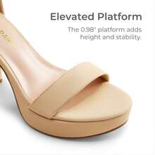 Women Platform Chunky High Heeled Sandals Ankle Strap Open Toe 4-Inch Block Heels Dress Shoes For Wedding Party Evening - khỏa thân - Xem 6