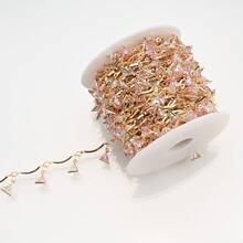 1 mètre de chaîne ornementale exquise à plusieurs couleurs, de forme triangulaire, en zirconium, plaquée cuivre et or. Accessoire de chaîne pour la création de bijoux, vêtements, chaussures et sacs - triangulaire - Voir 22