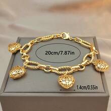 24k Gold-Plated Copper Bracelets,Heart Locket Charm Suitable For Women To Wear Wedding Party Gifts On A Daily Basis