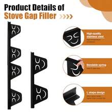 2 Pack Stove Counter Gap Cover Stainless SteelStove Guard For Kitchen Oven Counter Side Gap Range Trim Kit Adjustable Length 13.8" To 27.6" Stove Gap Filler Easy Clean And Heat Resistant Style 2 - Style2 - View 5