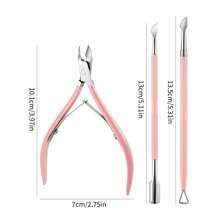 Pink Cuticle Nipper Set, Stainless Steel Cuticle Trimmer, Double-Headed Cuticle Pusher, Nail Polish Gel Remover, Nail & Foot Care Tools - Pink - View 10