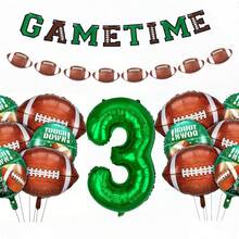 32" Green Number Foil Balloons, Football Pennant Flags, Football Shaped Balloons, Birthday Party Decorations - Green - View 14