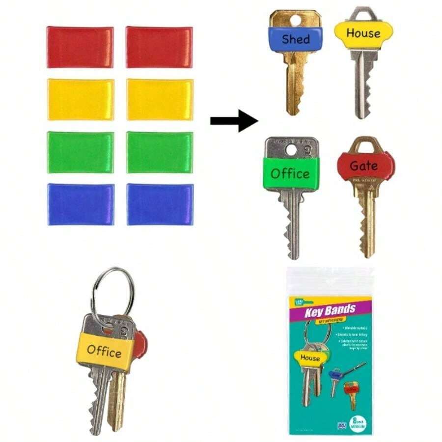 17108 - Llaveros coloridos - Identificadores de llaves medianos, paquete de 8 17108 - Paquete de 8 + Mediano 8 unidades - Ver 1