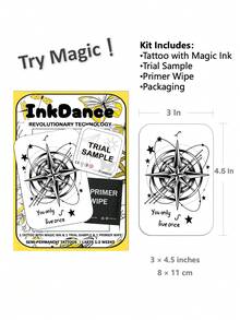 1 Kit "Compass Of Life" Technology Tattoos, Semi-Permanent Tattoos, Temporary Tattoos, Long Lasting, Fake Tattoos, Water-Resistant, Authentic Tattoo Look, Plant-Based X197 - Black - View 3
