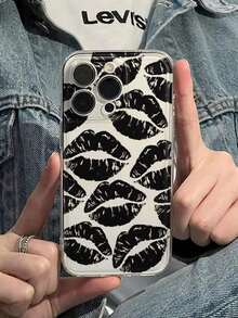 1pc Unique Astronaut & Red Lip Pattern Full Coverage TPU Shockproof Phone Case, Compatible With Apple 16, 15, 14, 13, 12, 11 Pro Max, Series - 款式6(1pc) - 查看 6