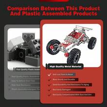 288块金属积木拼装玩具套装 - 包括卡车、飞机、赛车、挖掘机，适合8-12岁男孩女孩，STEM教育玩具，生日/节日礼物，培养手眼协调能力、专注力和创造力 - 彩色 - 查看 7