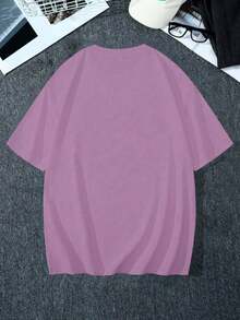 Y2K Anime Eye Print Oversized T-Shirt, Loose Fit, Premium Soft Fabric, Summer/Spring - 紫丁香 - 查看 2