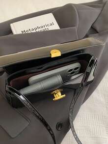 Women's Fashionable Versatile Minimalist Shoulder Bag For Daily Use - Black - View 6