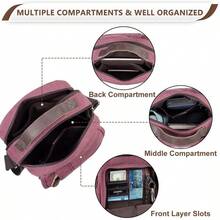 Messenger Bag For Men Women, Vintage Lightweight Canvas Crossbody Bags Casual Flap Shoulder Side Bag Mini Stachel Work Travel - Burgundy - View 3