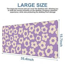 Vintage Groovy Flowers Gaming  Pad 3mm Thick Stitched Edge Waterproof Non-Slip Large Computer Keyboard  Mat,Suitable For Office Entertainment Decorative Desk Pad 35.4 X 15.7 Inches - VintageGroovyFlowers - View 4