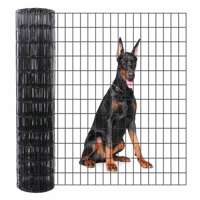 Black PVC Coated Welded Wire Fence, Welded Wire Fence, 3ft*50ft PVC Wire Fencing For Dog, 2 Inch X 3 Inch 16GA, Garden Border Fencing Roll Vinyl Coating Metal Wire Mesh