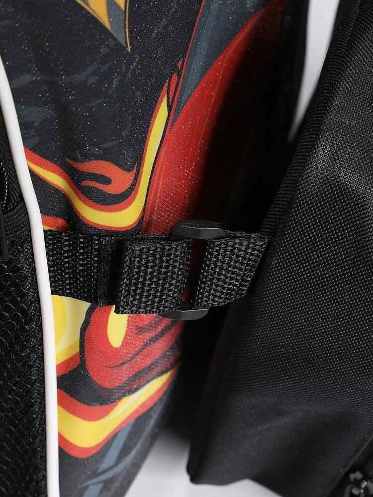 儿童时尚背包和午餐包套装，赛车设计，经典艺术插画，可调节加厚肩带，拉链封口，可重复使用的午餐盒，适合男孩 - 賽車方形餐包兩件套裝 - 查看 6