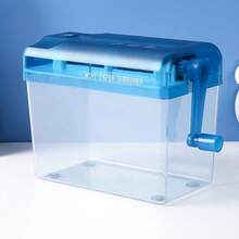 1台便携式手动碎纸机，迷你切纸机带碎纸盒，适用于办公室、学校、家庭桌面，可处理纸质账单、收据，是返校必备文具。 - 藍色 - 查看 7