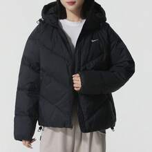 Nike Women's Hooded Padded Coat, Casual Sports Warm Hooded Down Coat - Black - View 1
