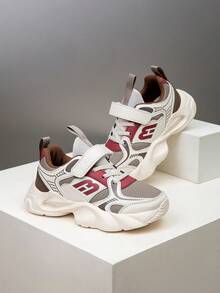 1双儿童撞色舒适多功能轻便户外运动鞋，时尚休闲跑步鞋，男女童均适用 - 卡其色 - 查看 4